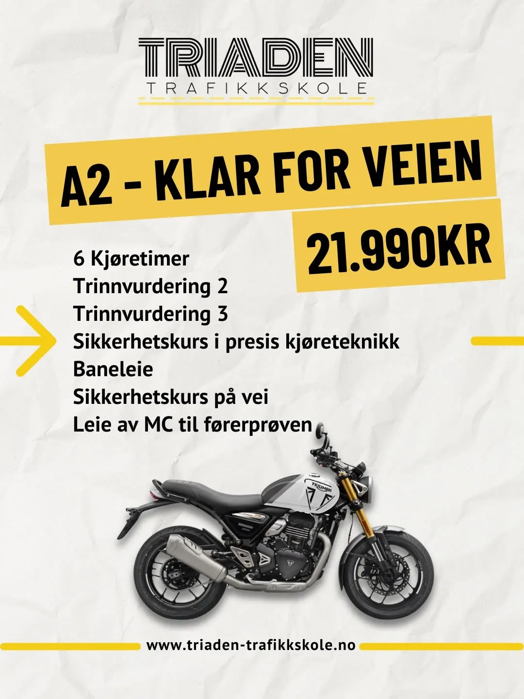Plakat for A2-pakken Klar for veien til 21 990 kr