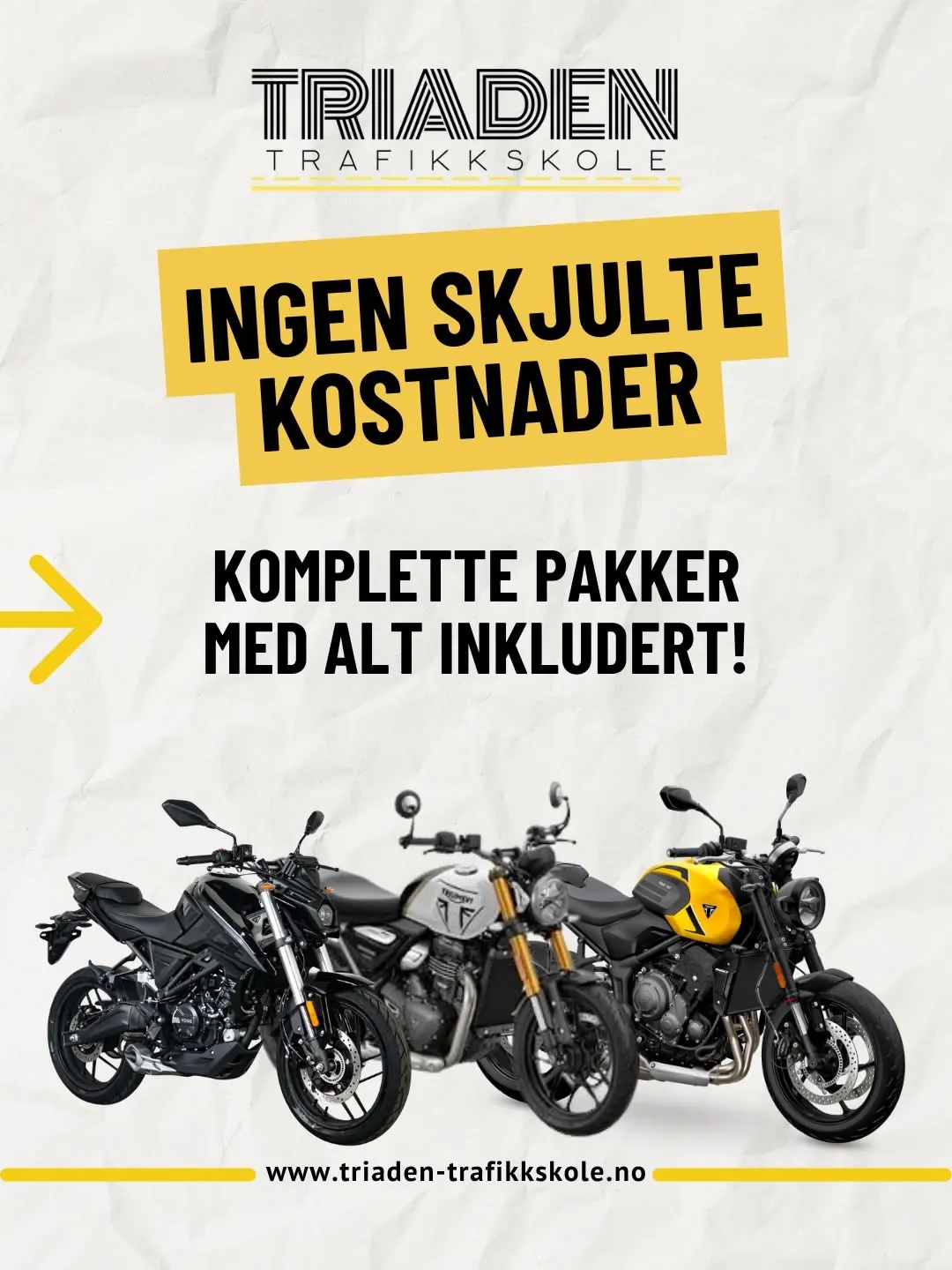Plakat: Ingen skjulte kostnader, komplette pakker